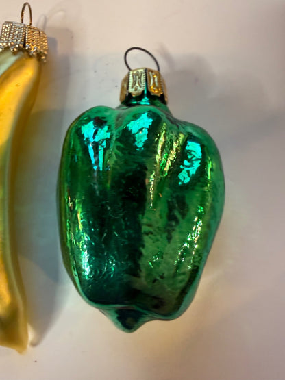 3 Vintage Germany Glass Vegetable Christmas Ornaments Banana Pickle Pepper – alternate product view 3 of 13