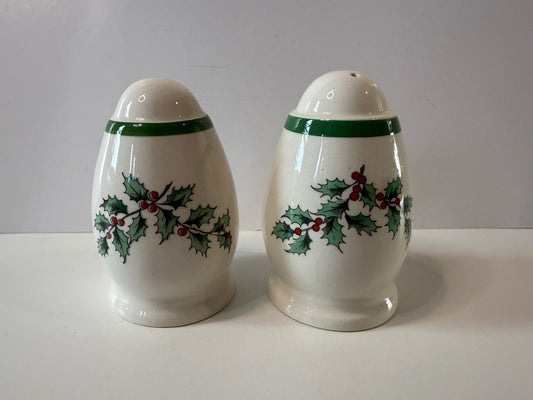 Vintage Spode Christmas Tree Egg-Shaped Salt & Pepper Shakers - Made in England