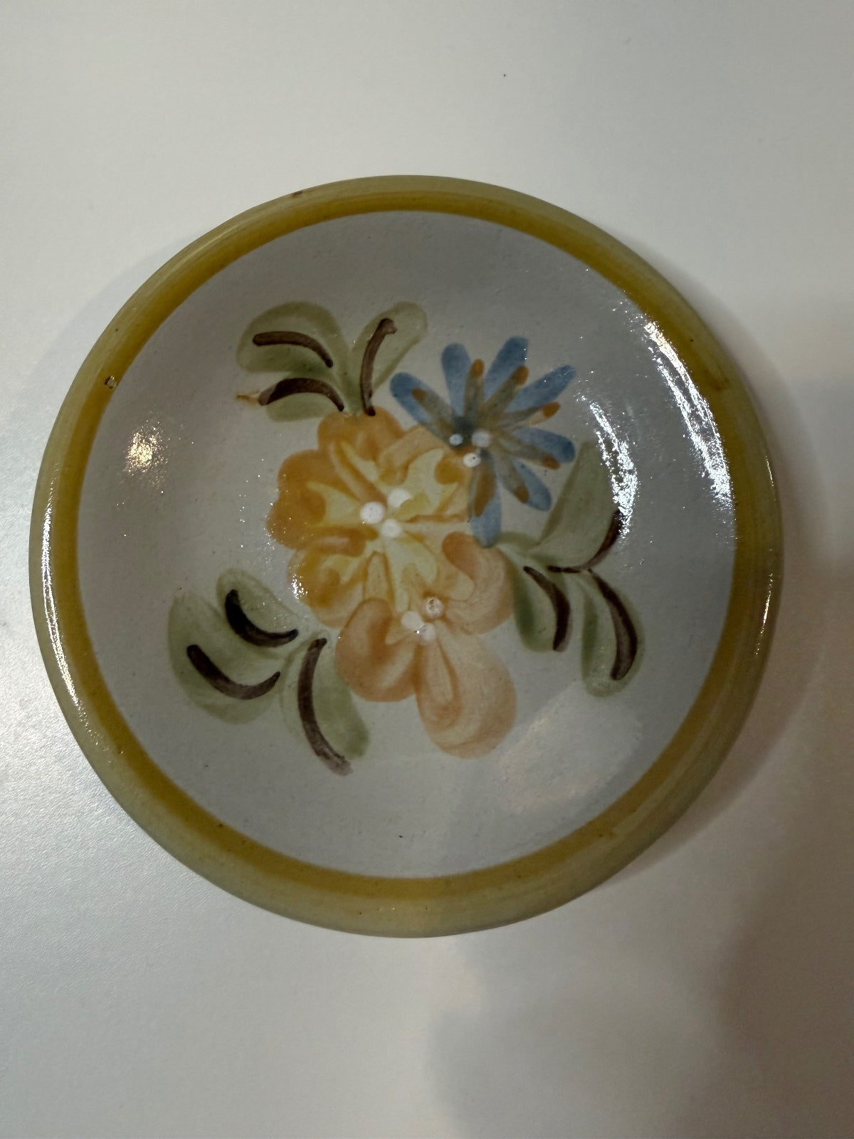 Louisville Stoneware Hand Painted Floral Dish Bowl 4.5” Kentucky Vintage