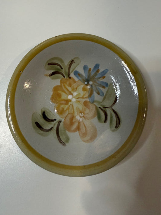 Louisville Stoneware Hand Painted Floral Dish Bowl 4.5” Kentucky Vintage