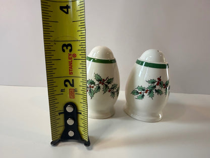Vintage Spode Christmas Tree Egg-Shaped Salt & Pepper Shakers - Made in England