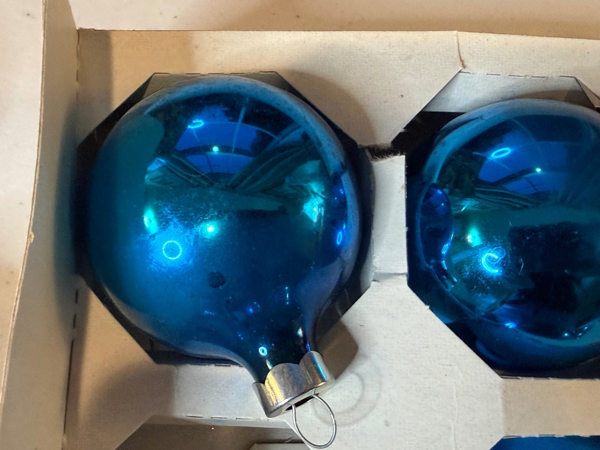 Vintage Pyramid Rauch Blue Glass Ornaments Lot 8 Made USA 2.5” – alternate product view 7 of 7