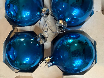 Vintage Pyramid Rauch Blue Glass Ornaments Lot 8 Made USA 2.5” – alternate product view 4 of 7