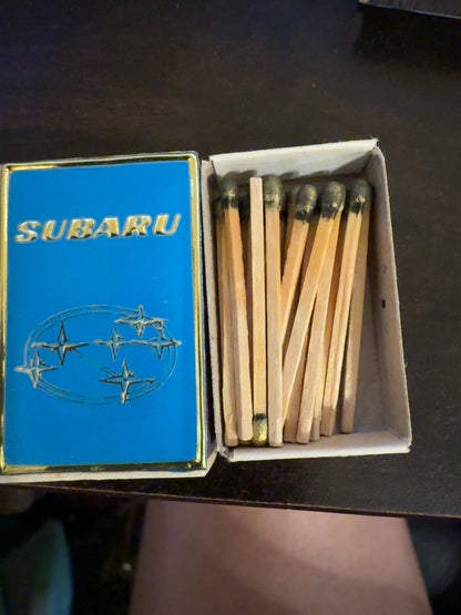Vintage Subaru Sweden Advertising Matchbox Match Book Blue Logo Made in Sweden