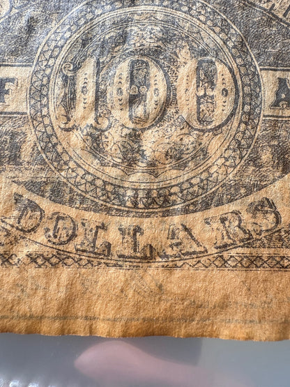 Confederate States of America $100 Note T-65 Jan 18 1864 Alabama CSA Currency