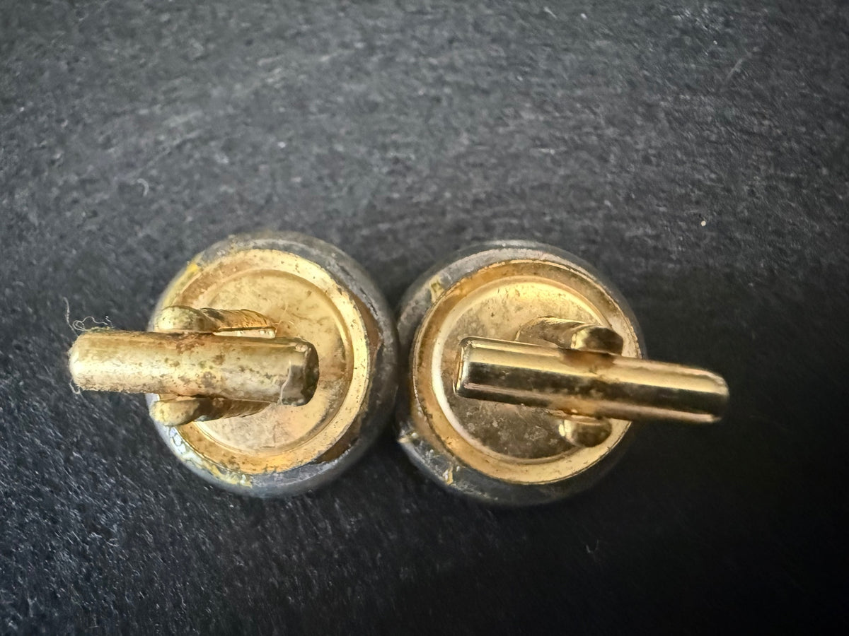 Vintage Crown Laurel Wreath Cufflinks Silver Gold Tone Military Royal Style – alternate product view 3 of 4