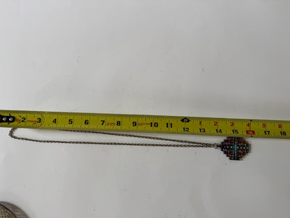 1969 Terra Sancta Guild Jerusalem Israel Enamel Jerusalem Cross Pendant Necklace