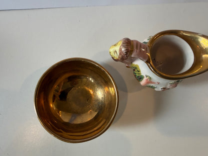 Italian Capodimonte-Style Mini Pitcher & Bowl – Putti & Gilt — product photograph 7