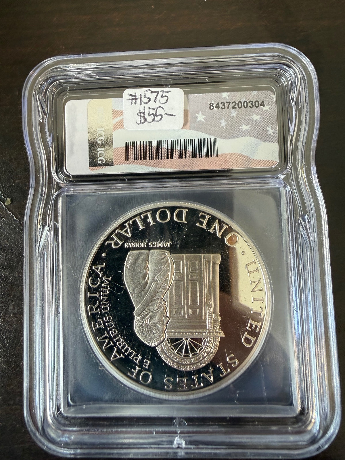 1992-W U.S. Mint Building Commemorative Silver Dollar ICG Proof – alternate product view 3 of 3