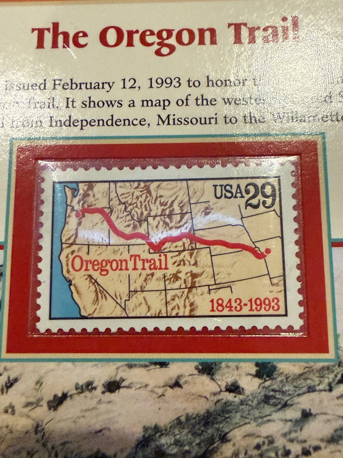 1923 Buffalo Nickel & 1993 Oregon Trail Stamp Collector Page