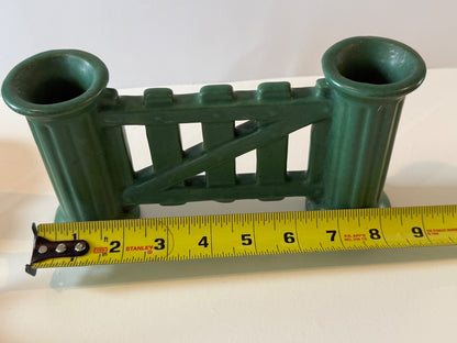 Antique Roseville Matte Green Gate Double Bud Vase — product photograph 7