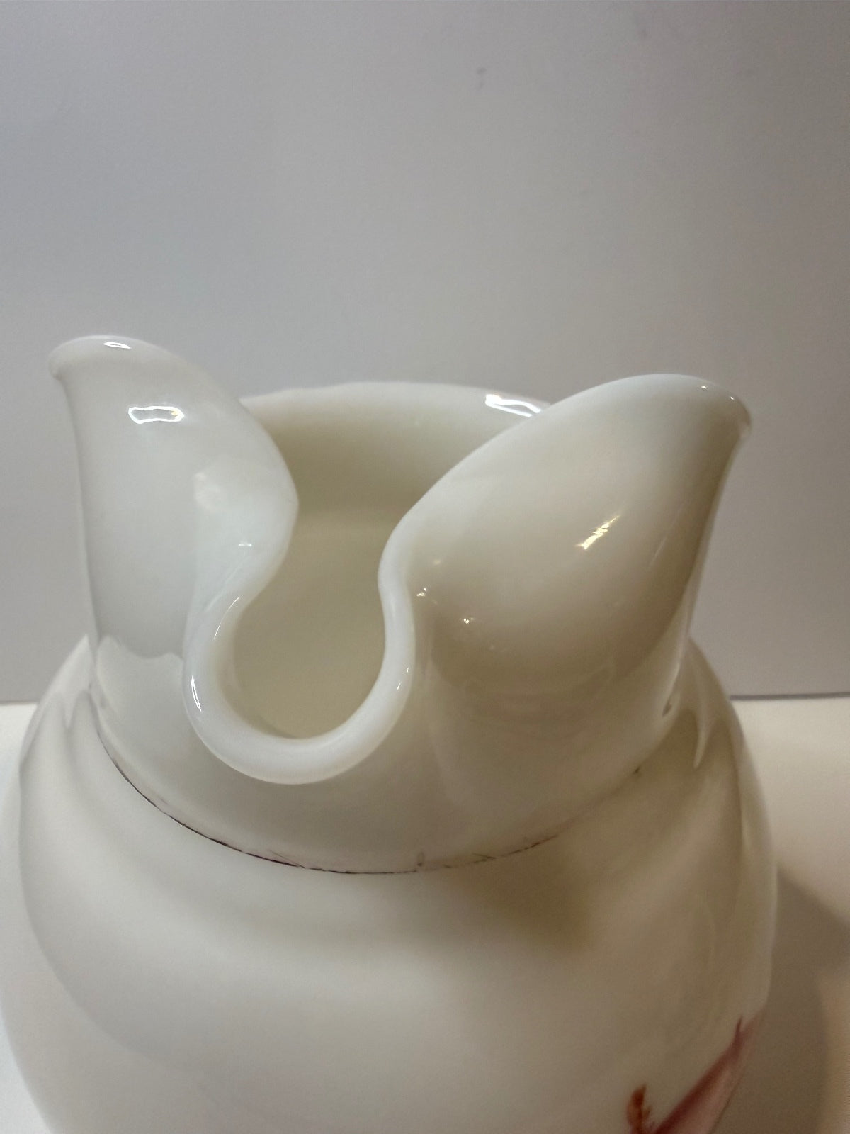 Vintage Dunbar Milk Glass Pitcher Hand Painted Sailboat Landscape 1940s – alternate product view 8 of 11