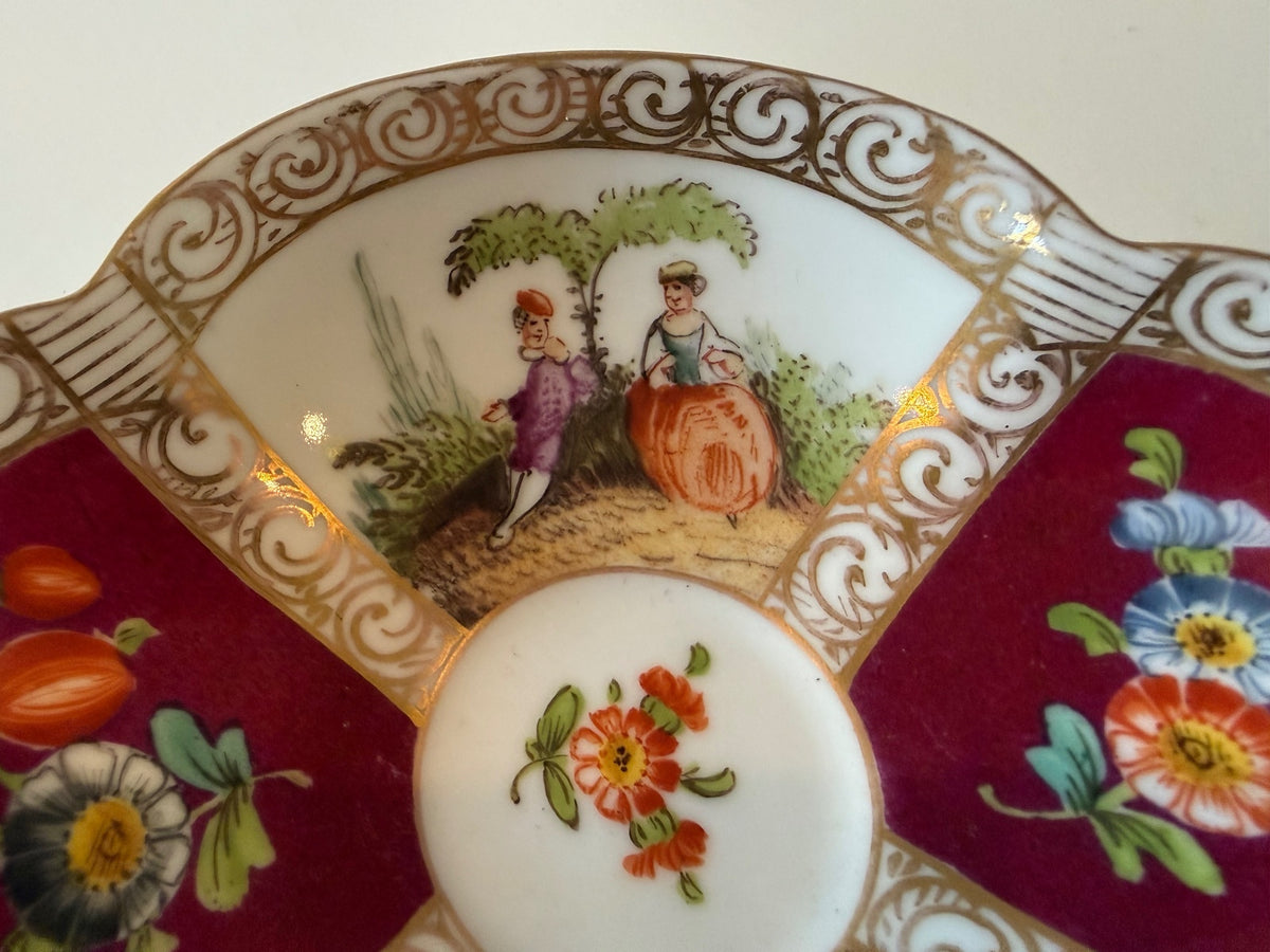 Vintage Dresden Porcelain Bowl – Magenta Courting Scenes — product photograph 5
