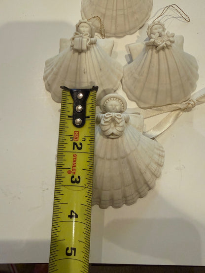 Margaret Furlong Shell Angel Ornaments Lot of 4 Bisque Porcelain 1984-1998 – alternate product view 6 of 14