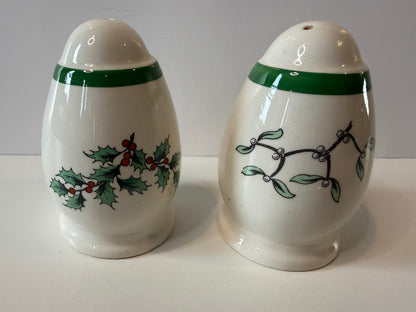 Vintage Spode Christmas Tree Egg-Shaped Salt & Pepper Shakers - Made in England