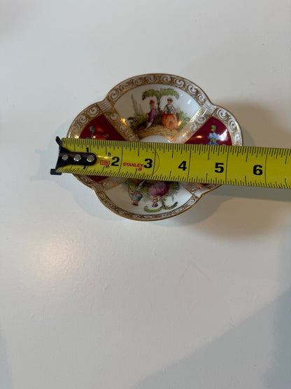 Vintage Dresden Porcelain Bowl – Magenta Courting Scenes — product photograph 7