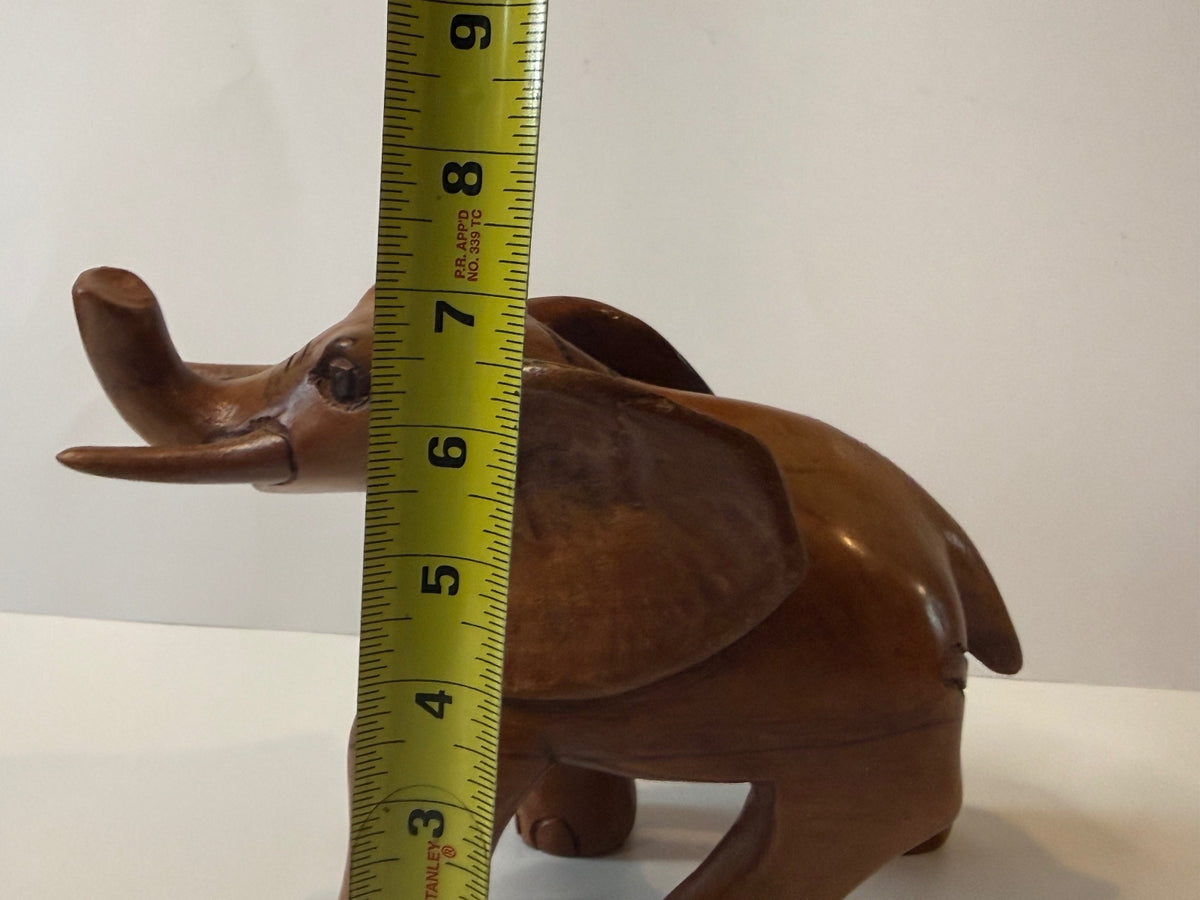 Jamaica Hand Carved Wood Elephant Sculpture 10” Folk Art