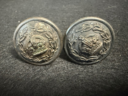 Vintage Crown Laurel Wreath Cufflinks Silver Gold Tone Military Royal Style