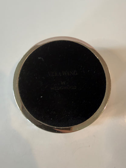 Vera Wang Wedgwood Silver Tone Trinket Box Gold Tone Lid Velvet Lined