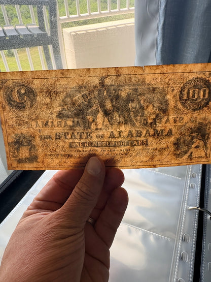 Confederate States of America $100 Note T-65 Jan 18 1864 Alabama CSA Currency