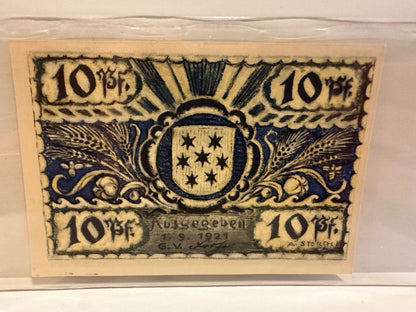 1921 Volksdorf Germany 10 Pfennig Notgeld Gemeinde Hamburg District - 105 – alternate product view 2 of 2