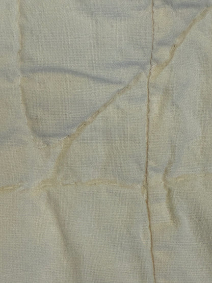 Vintage Handmade Crochet Applique Quilt Coverlet Ivory 79x72 Scalloped Edge