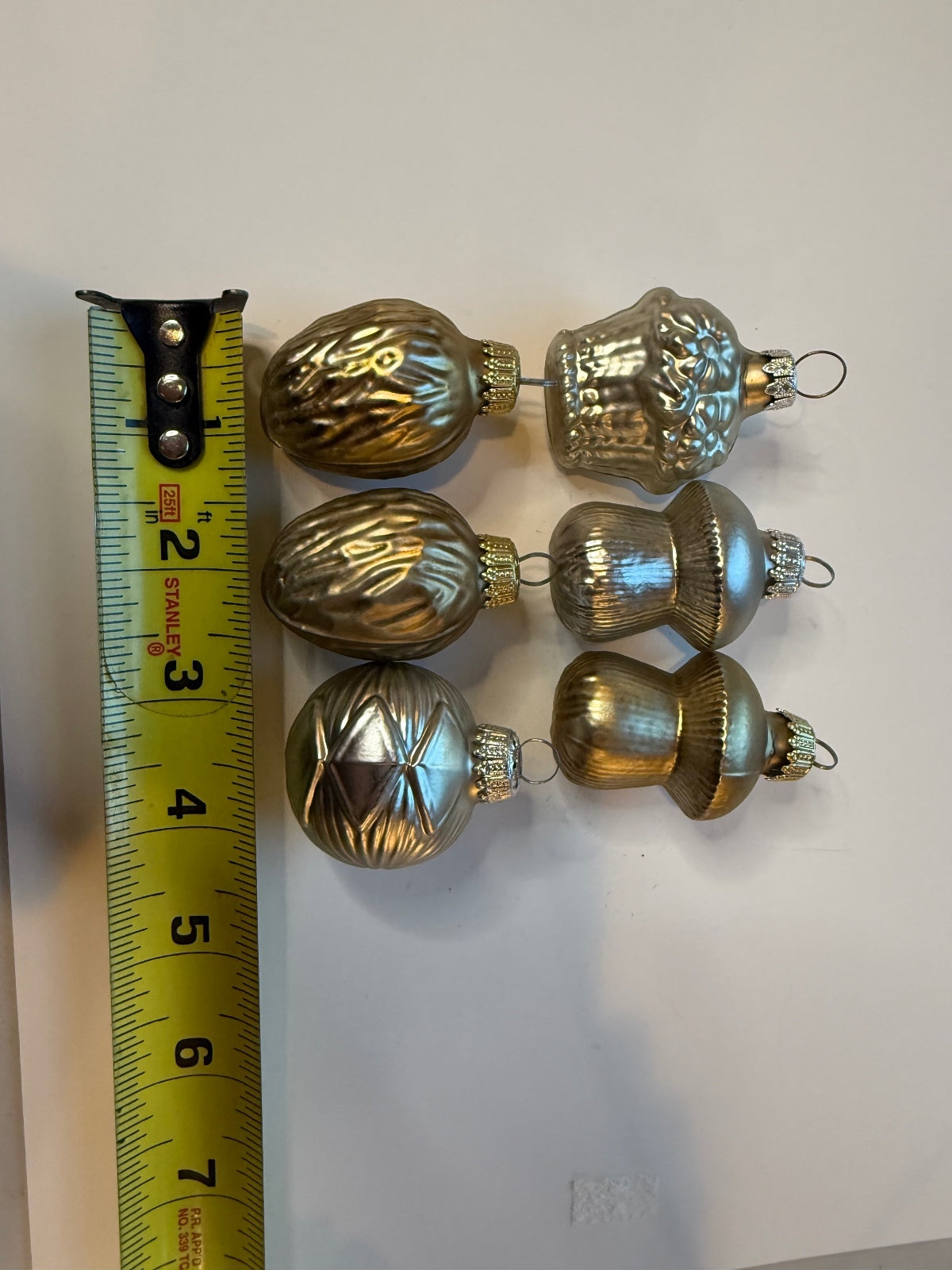 6 Vintage Germany Glass Christmas Ornaments Mushrooms Walnuts Basket – alternate product view 6 of 14