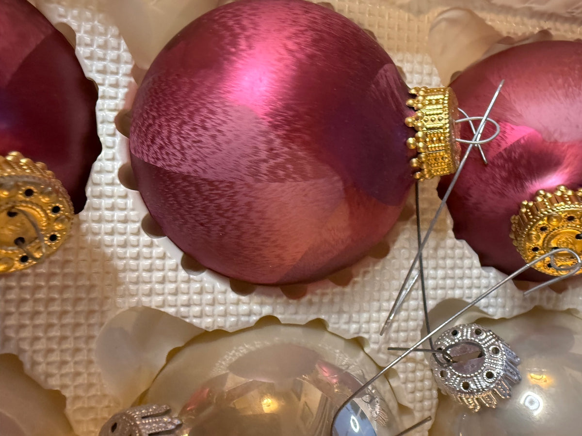 Vintage Krebs Renaissance Glass Ornaments Set 6 Pink Pearl Original Box – alternate product view 3 of 11