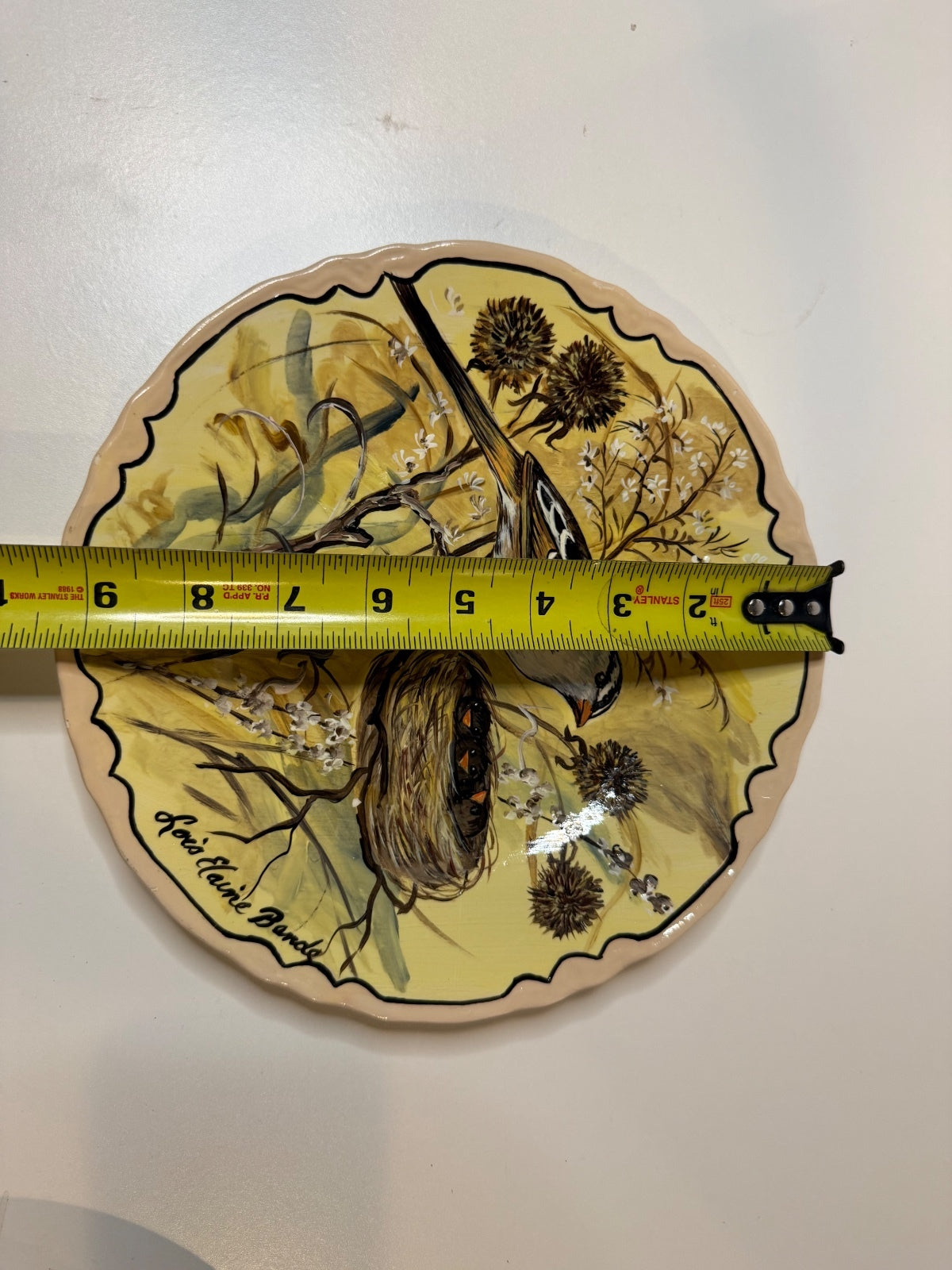 Hand Painted Songbird Nest Chicks Plate Signed Lois Elaine Benda 9” – alternate product view 5 of 8