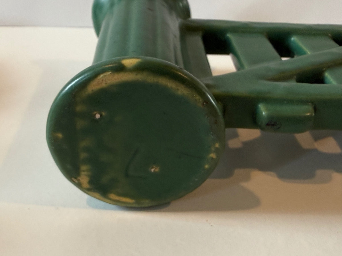 Antique Roseville Matte Green Gate Double Bud Vase — product photograph 9