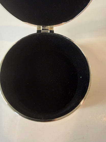 Vera Wang Wedgwood Silver Tone Trinket Box Gold Tone Lid Velvet Lined