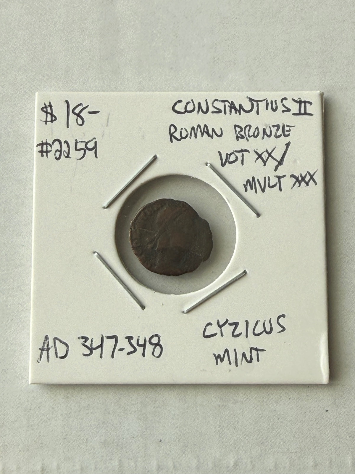 Constantius II Roman Bronze Coin – Cyzicus, AD 347–348 — product photograph 1