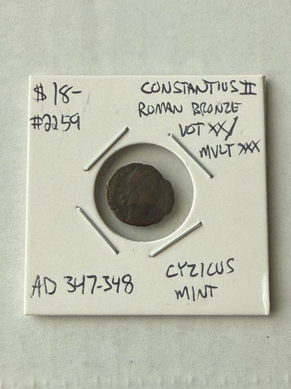 Constantius II Roman Bronze Coin – Cyzicus, AD 347–348 — product photograph 1