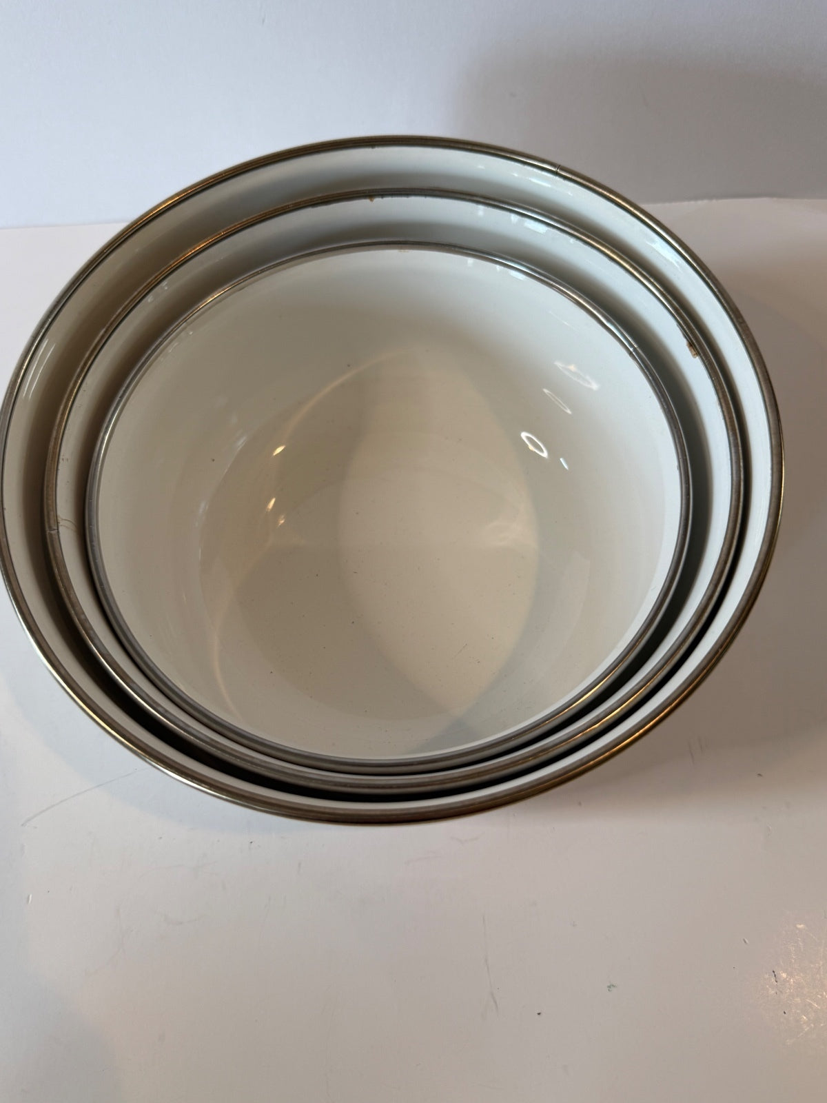 Lenox 3 Pc Nesting Serving Bowl Set Ivy Rosebud Platinum Trim 6, 7, 8 Inch
