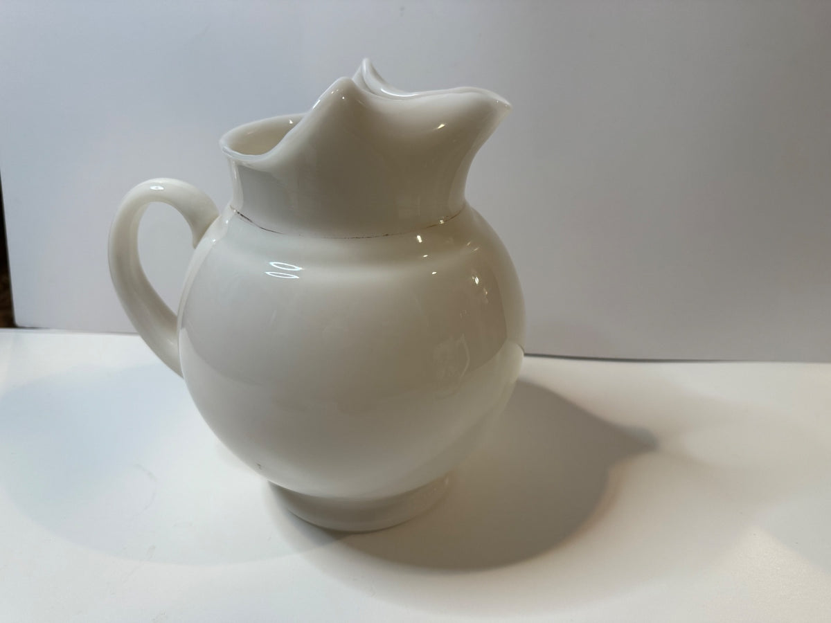 Vintage Dunbar Milk Glass Pitcher Hand Painted Sailboat Landscape 1940s – alternate product view 5 of 11