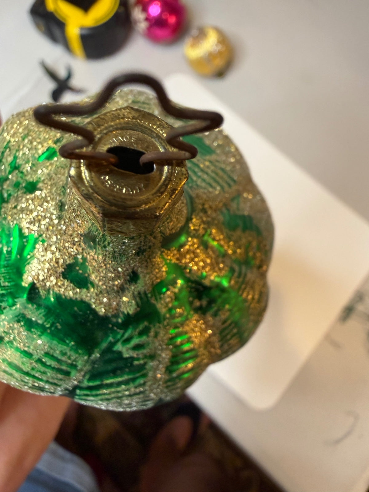 Vintage Inge Glas Lady Face Ornament Star Crown Germany Glass Glitter – alternate product view 3 of 8