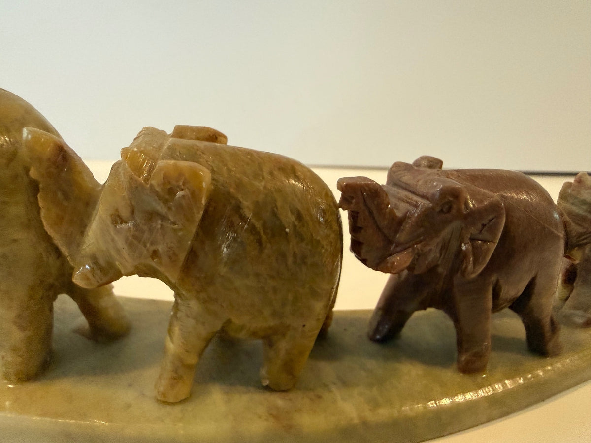 Vintage India Hand Carved Soapstone Elephant Family Figurine – 4 Elephants – alternate product view 7 of 11