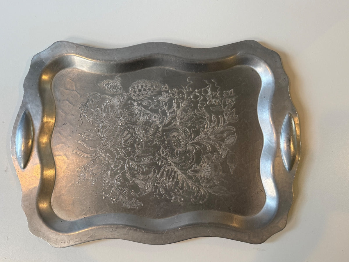 Vintage Wilson Special Brooklyn NY Aluminum Serving Tray Engraved Floral