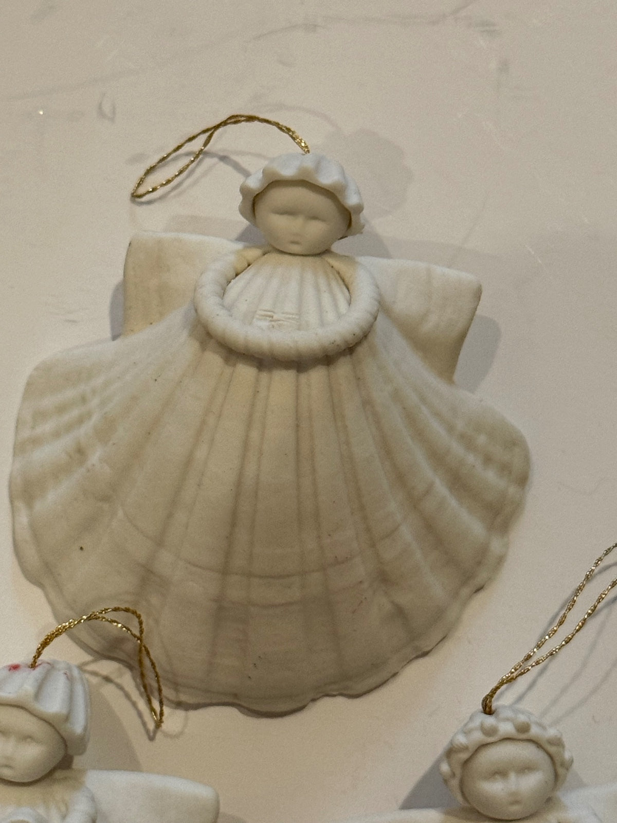 Margaret Furlong Shell Angel Ornaments Lot of 4 Bisque Porcelain 1984-1998 – alternate product view 5 of 14