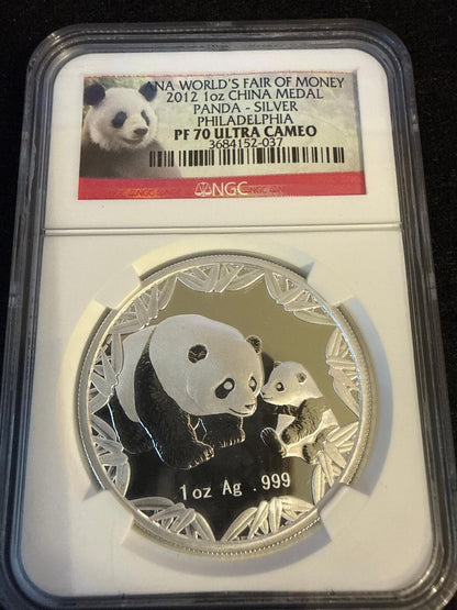 2012 ANA Worlds Fair of Money - China Panda 1 oz .999 - PF 70 Ultra Cameo