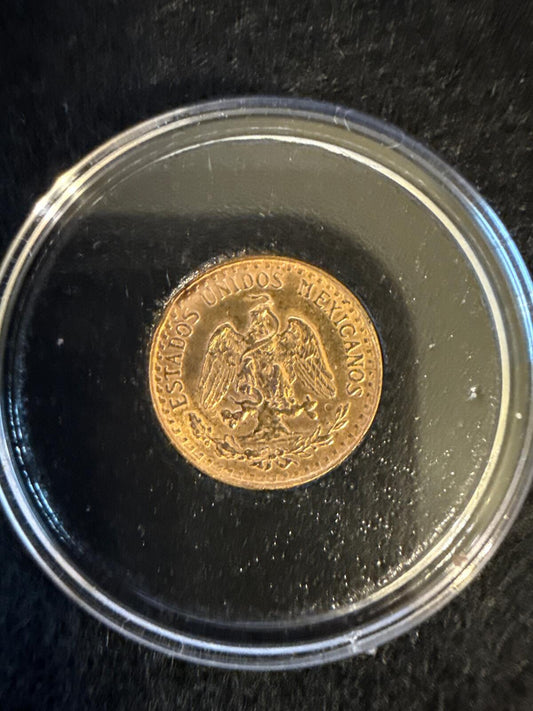 1945 Mexico 2 Peso Gold Coin - 90% gold .0482 oz AGW