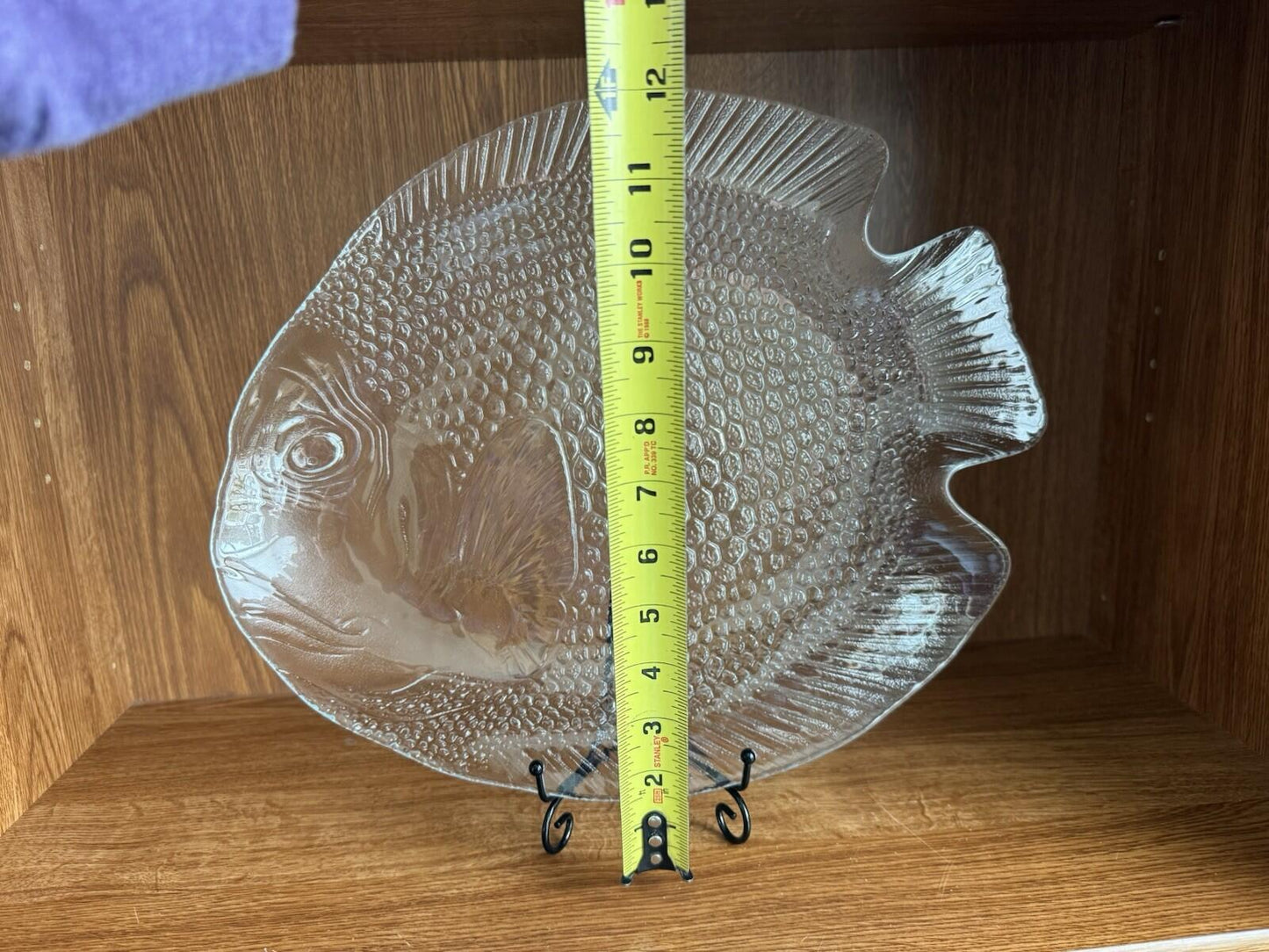 Vtg 70's Arcoroc France Fish Shaped Platter Serving Plate 15" Glass Poisson Tray