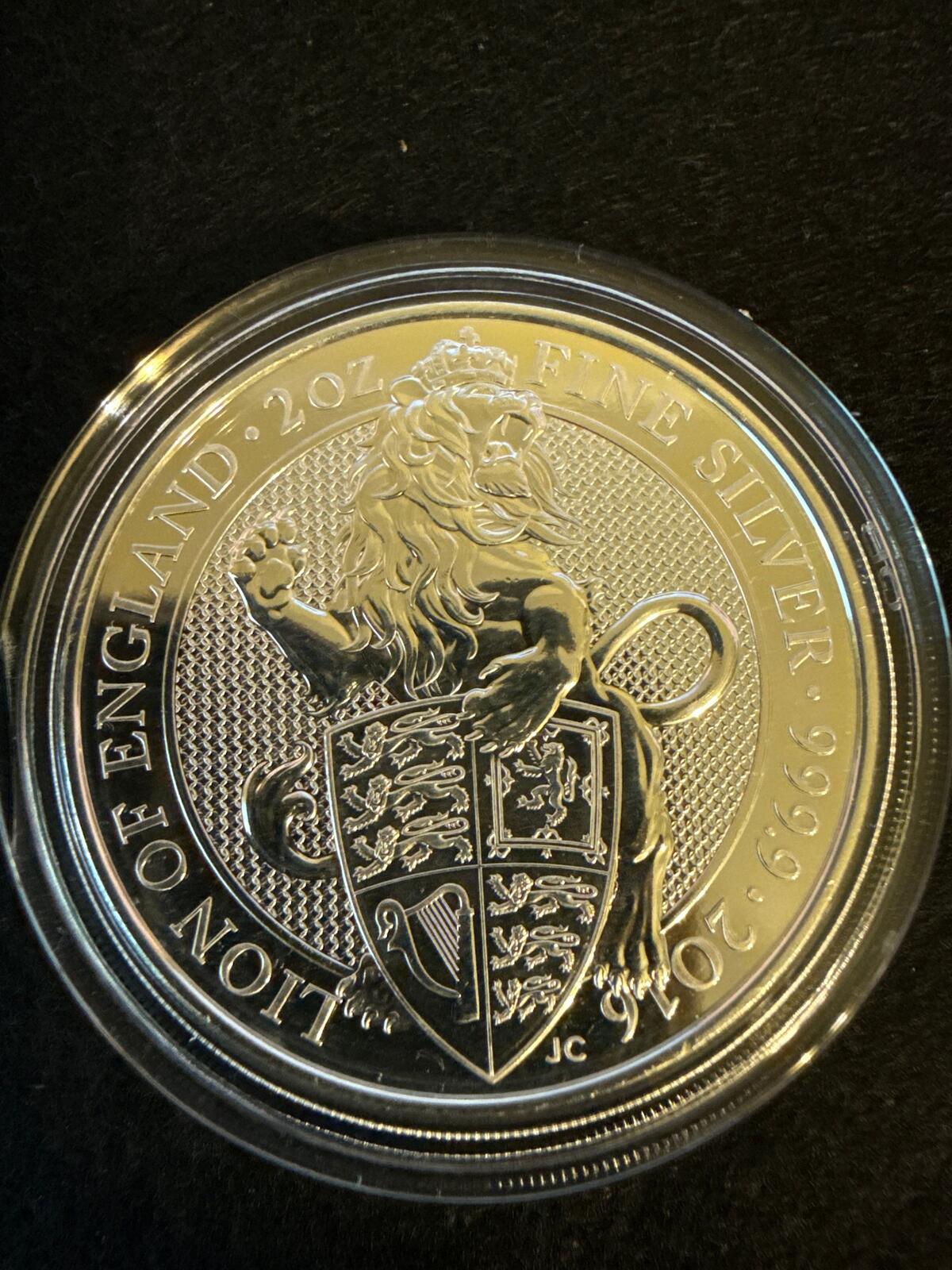 2016 Great Britain 5 LB Lion of England - 2 oz. .9999 fine silver