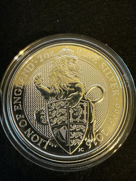 2016 Great Britain 5 LB Lion of England - 2 oz. .9999 fine silver