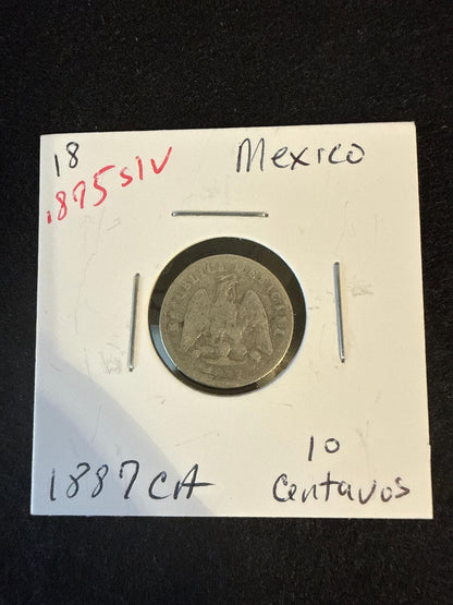 1887 Mexico 10 centavos .875 silver
