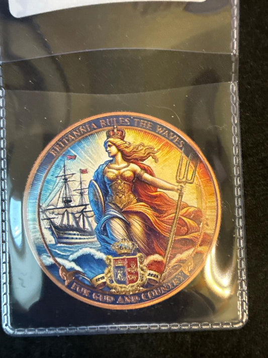 Great Britain Britannia 1 oz .999 fine Copper Round - colorized