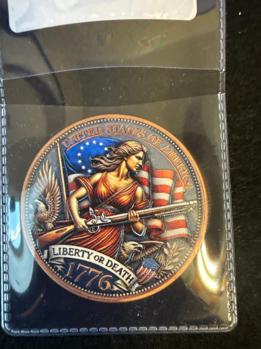 Colorized USA Liberty or Death 1 oz .999 fine Copper Round