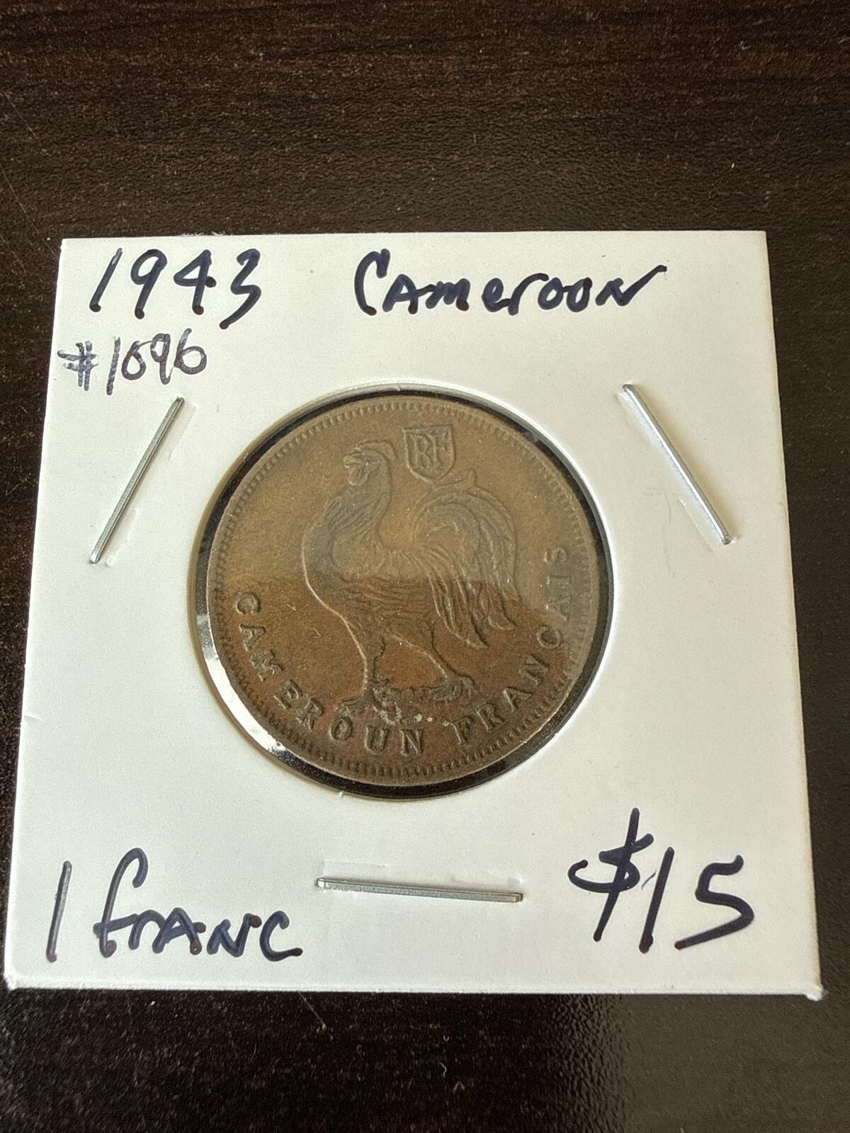 1943 Cameroon 1 franc VF-XF - 1096