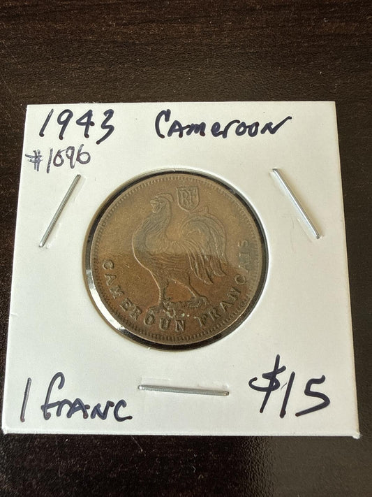 1943 Cameroon 1 franc VF-XF - 1096