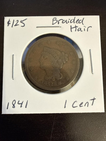1841 Braided Hair Large Cent - 1841